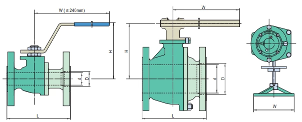 floating ball valve dimension   weight, Class 150