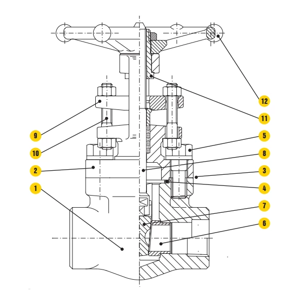 forged steel gate valve drawing