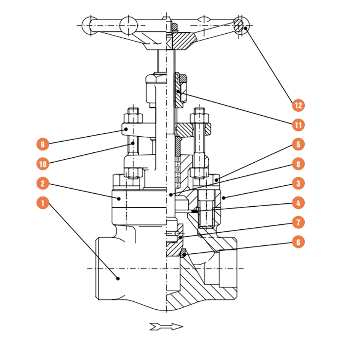bolted bonnet forged globe valve drawing