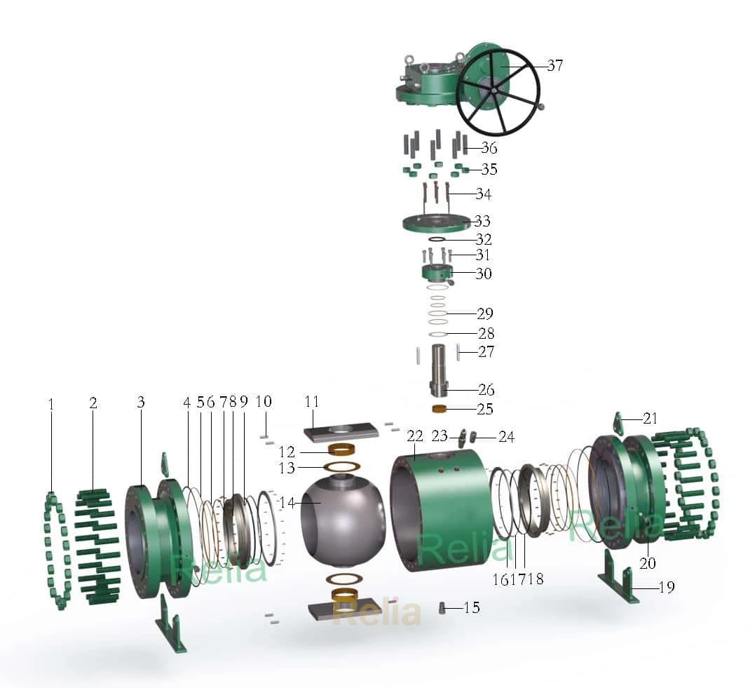side entry ball valve 3d explosive view