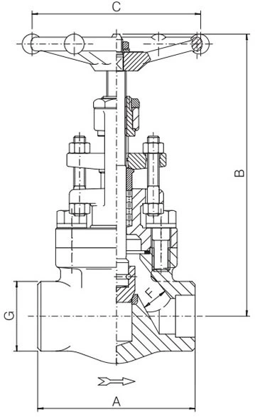 bolted bonnt forged steel globe valve dimension