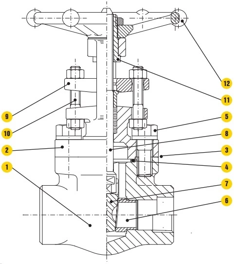 forged steel gate valve drawing