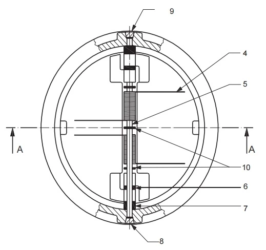 API 6D dual plate check valve drawing
