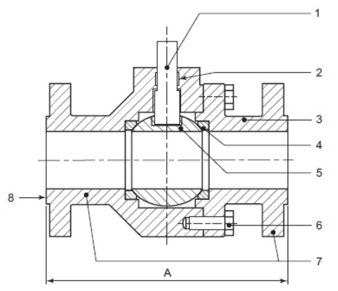 api 6d floating ball valve drawing