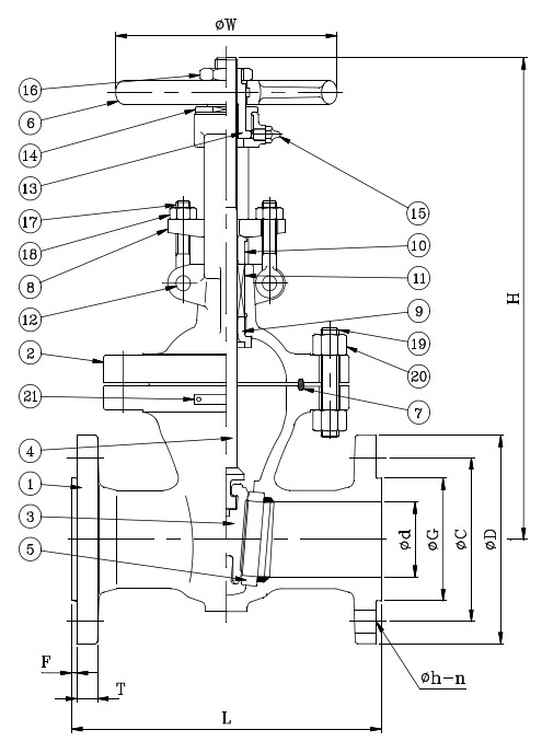Class 600 Gate Valve Drawing