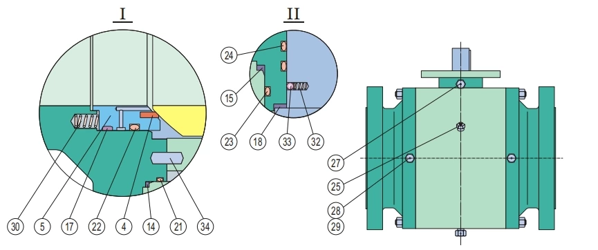 3 piece forged steel trunnion mounted ball valve drawing-2