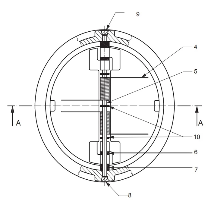 API 6D dual plate wafer check valve drawing