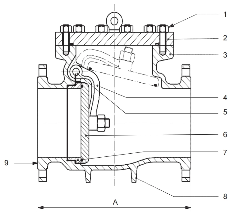 api 6d swing check valve drawing